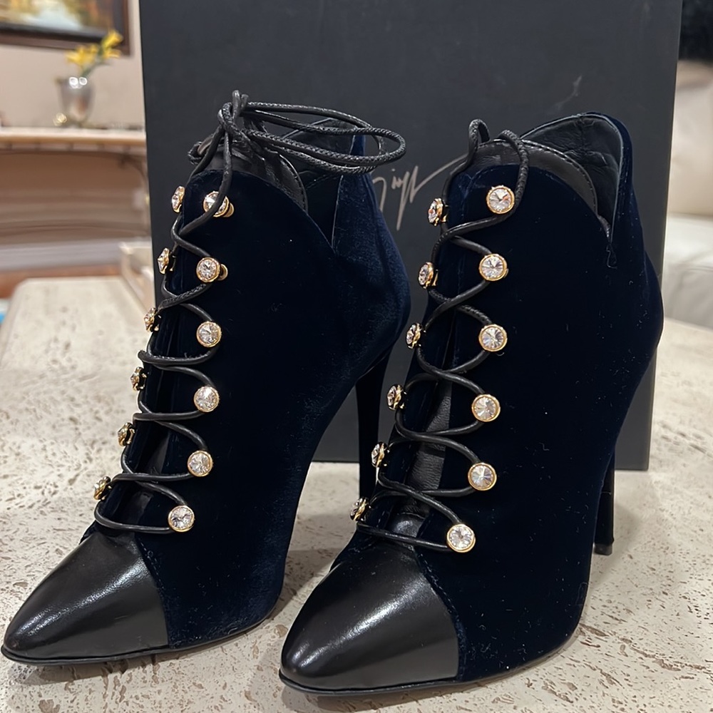 NEW Giuseppe Zanotti boots booties velour, leather, crystals  @GiuseppeZ…